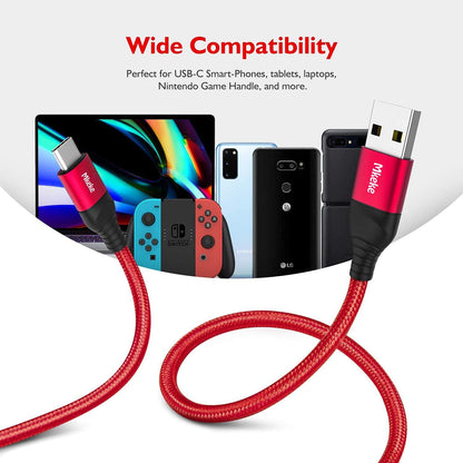 Mkeke 3 Pack 5.9Ft USB 2.0 Male-To-Male Data Sync & Fast Charge Cable for Smartphones, Laptops, Tablets