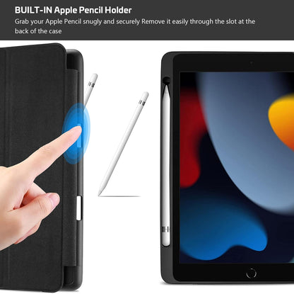 Smart Case for Ipad 10.2 (9Th Gen 2021/ 8Th Gen 2020 / 7Th Gen 2019) with Pencil Holder and Soft TPU Back Cover, Slim Steady Stand Protective Case for 10.2" Ipad -Black